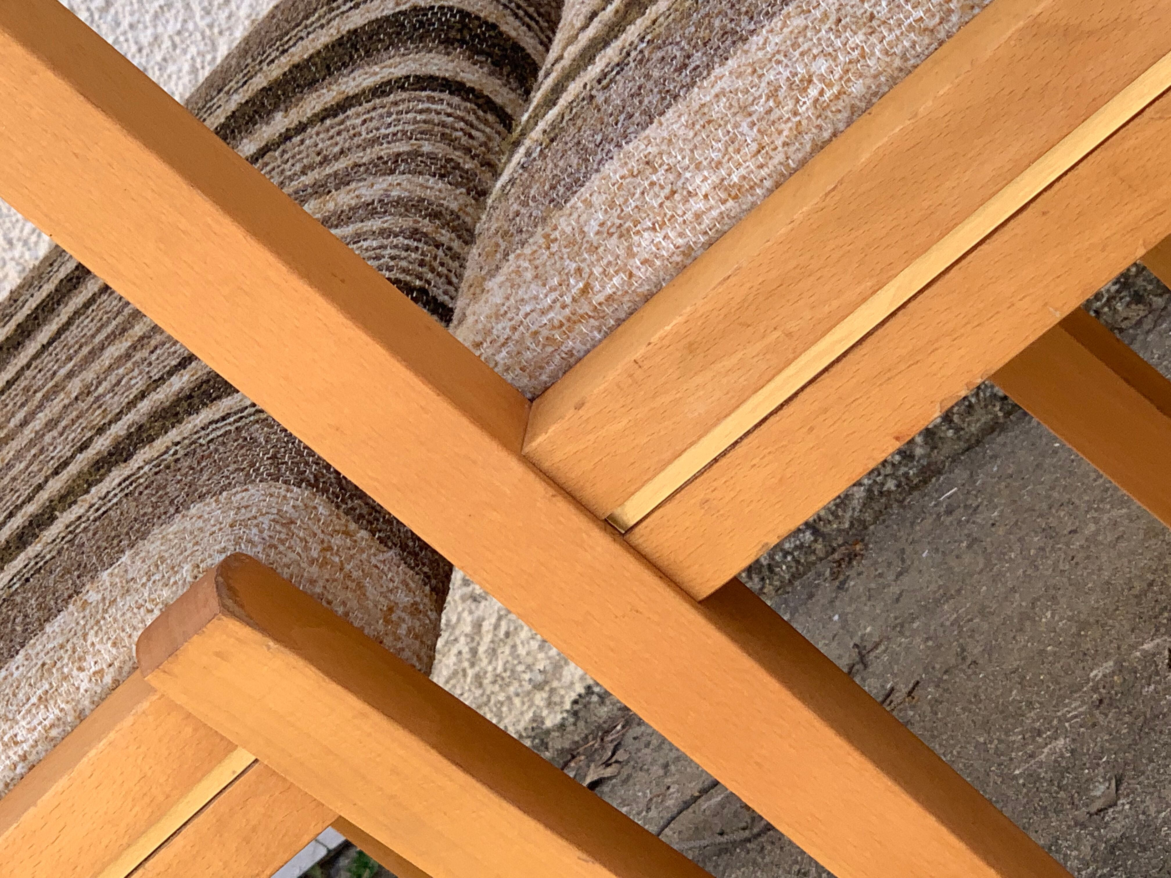 Suite of 4 chairs self beech brass and wool 1960