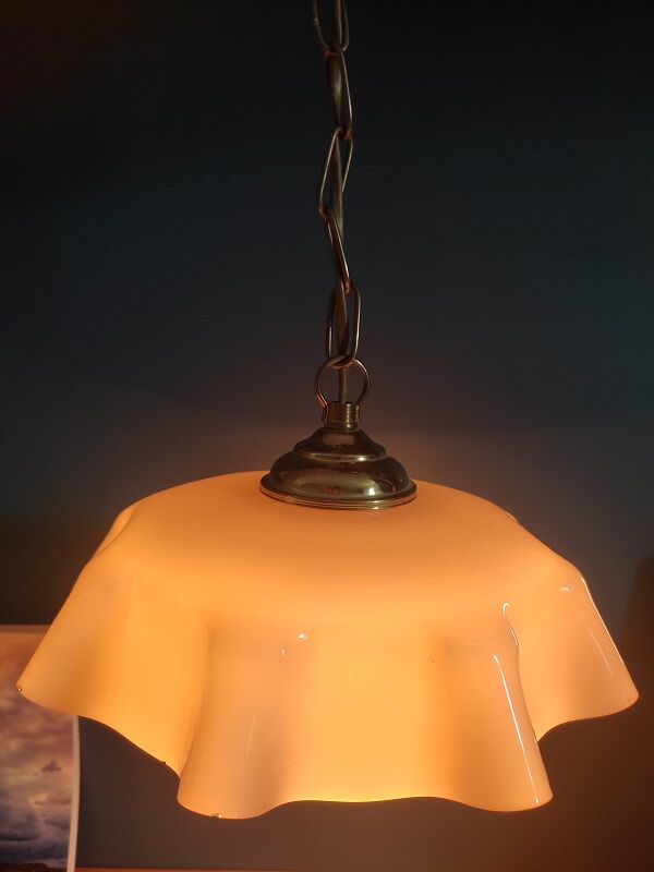 Suspension lampshade corole glass Rose lace