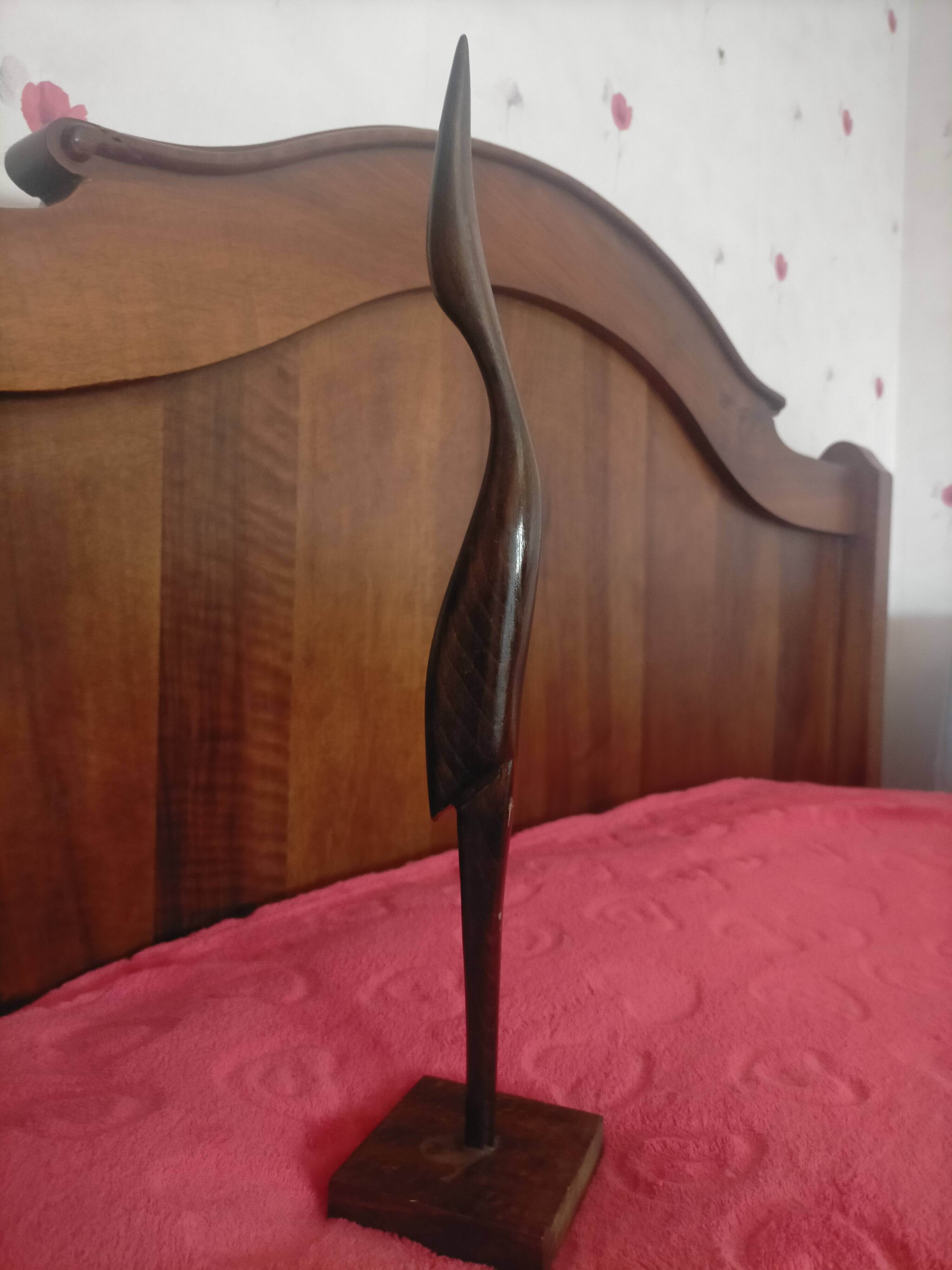 Wooden sculpture stylized heron