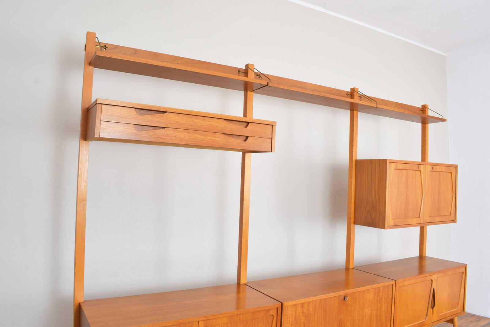 Teak Wall Unit by Kjell Riise for Rival Brodrene Jatogs, 1960s, Set of 3