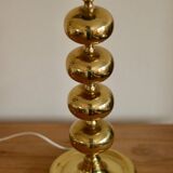 Pair of tall mid-century Swedish brass bobbin lamps by Aneta