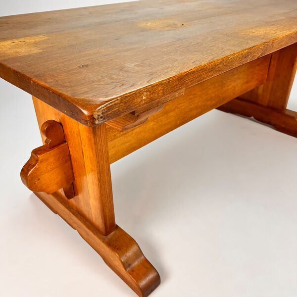 Table de monastère en chêne du milieu du siècle, années 1960