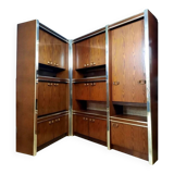 Scandinavian furniture in two modules in stained ash and chromed metal circa 1960