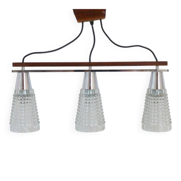 Vintage 1960s teak pyramid ceiling light