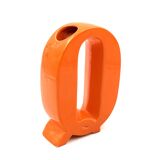 Space age orange Q letter shaped ceramic vase, Marcel Radureau France 1970