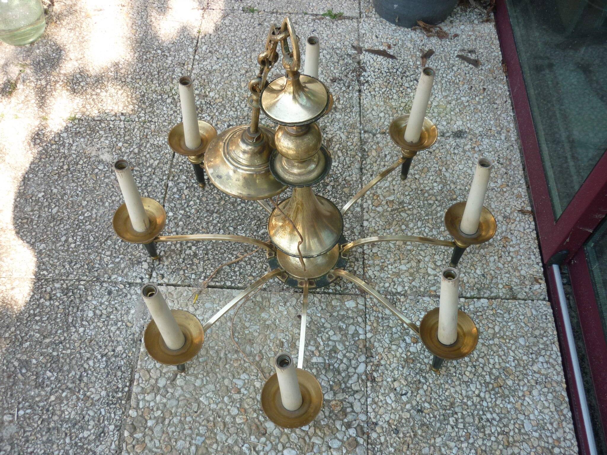 Empire chandelier in bronze and gilded brass