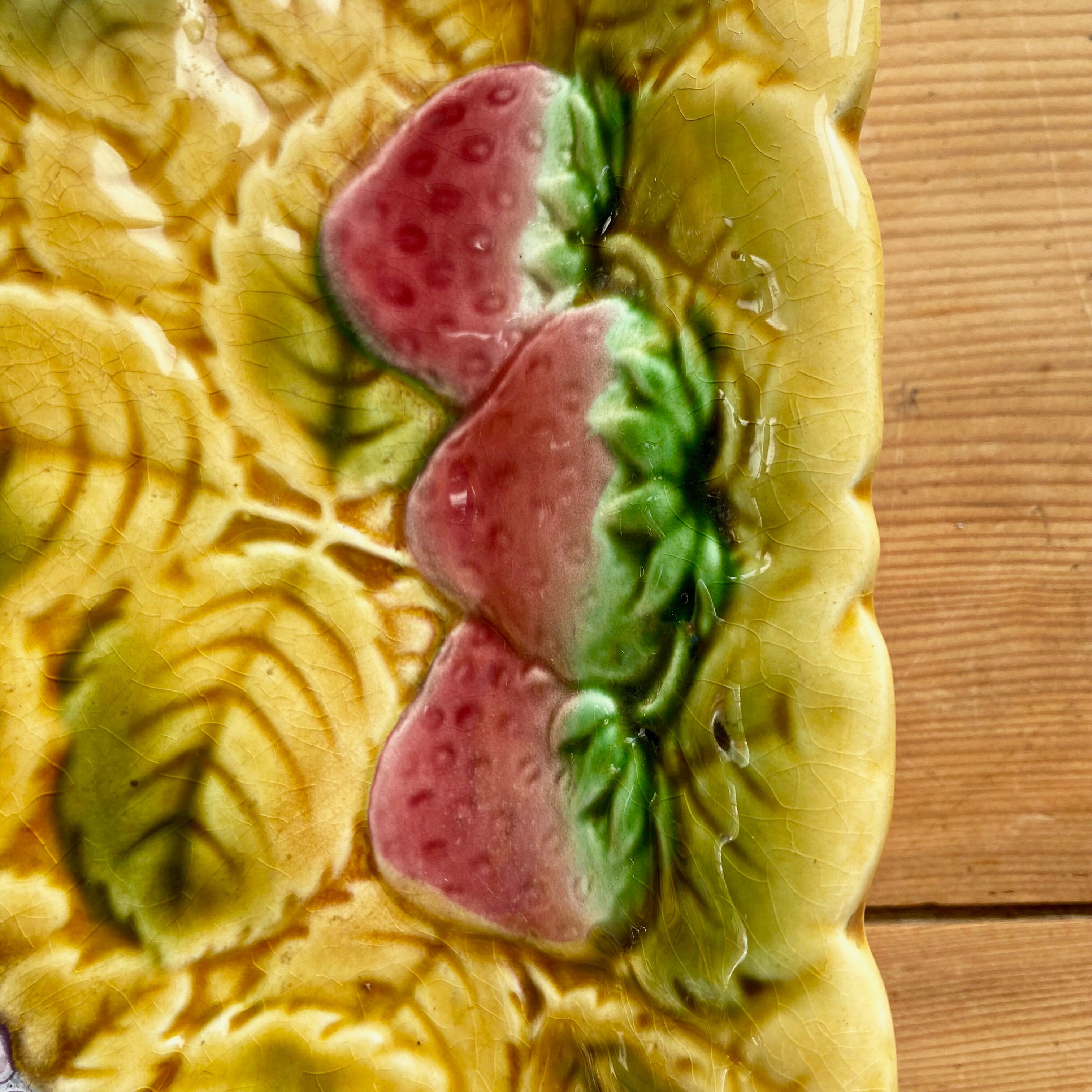 Sarreguemines earthenware dish-fruit decoration-60s