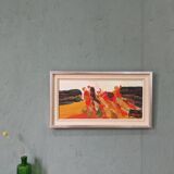 1965 Mid-Century Modern Swedish "Connection", Abstract Framed Oil Painting by Ivar Morsing