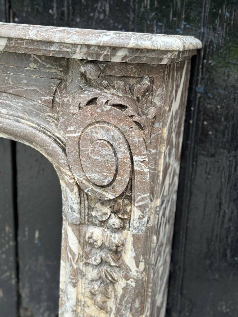 Very Elegant Louis XV Fireplace In Gray Ardennes Marble, 18th Century