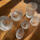 Set of 3 striped glass candy jars with lid or pharmacy jars.
