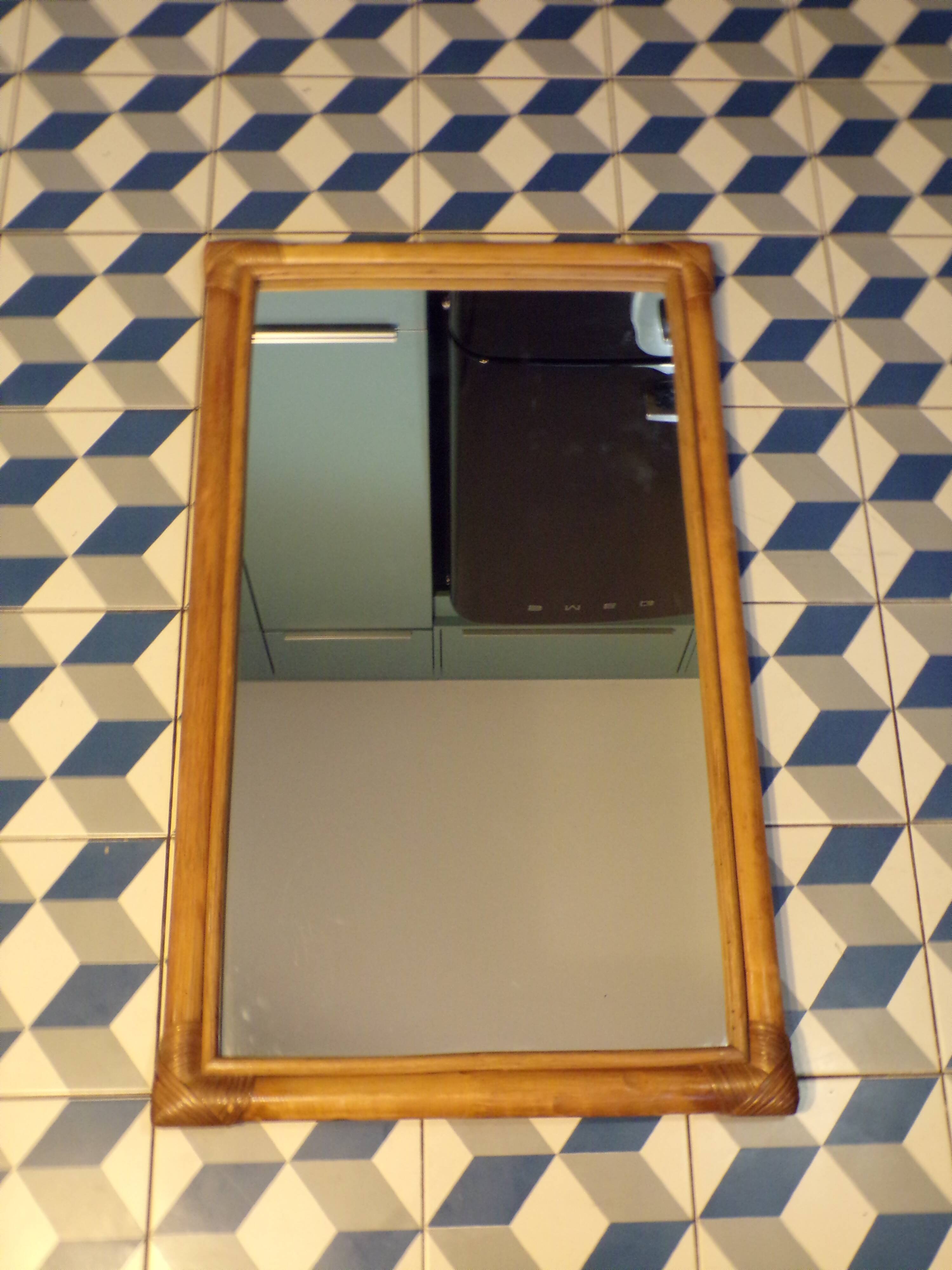 Vintage bamboo and rattan mirror 48X80cm