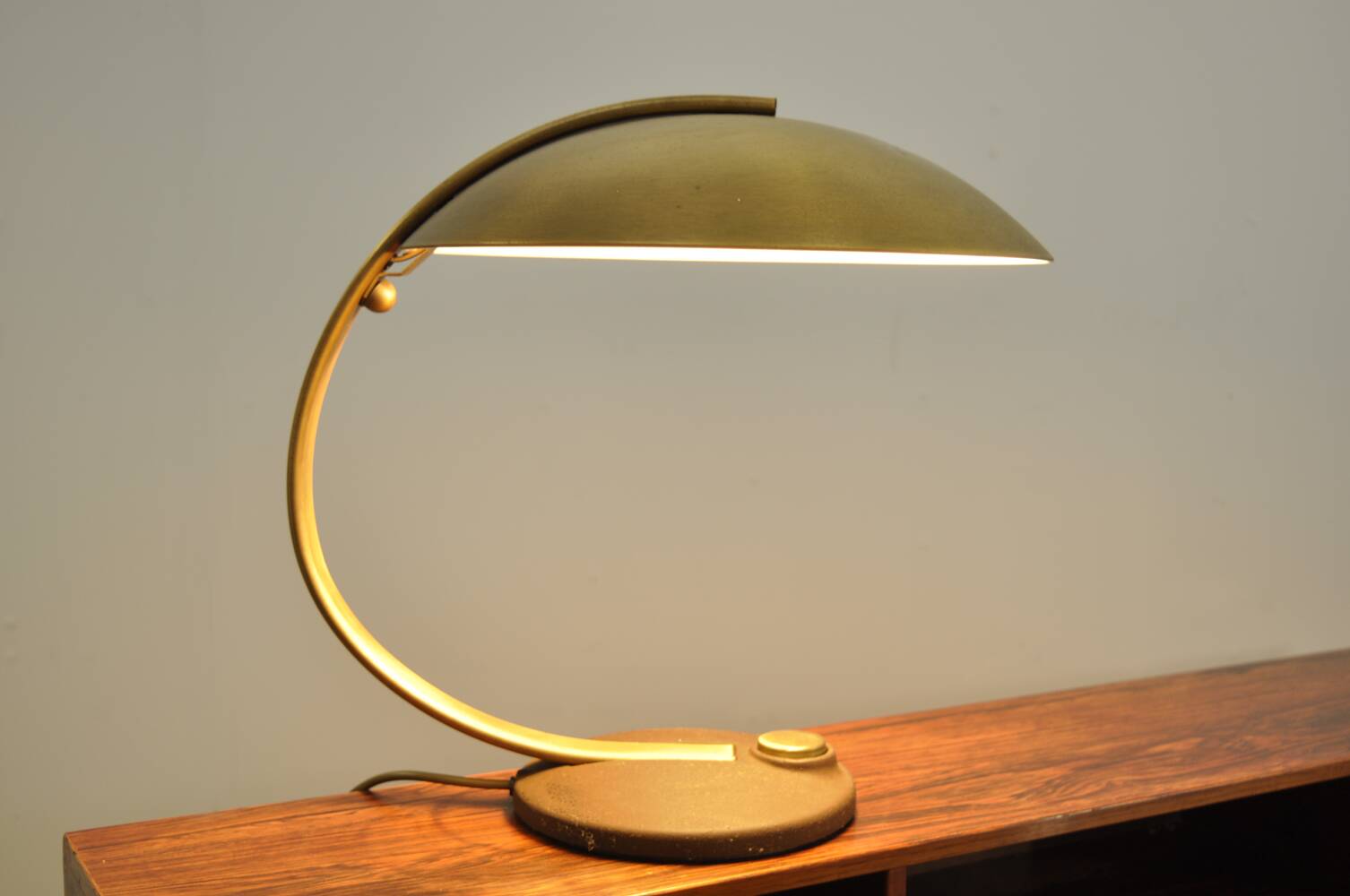 Mid century art deco / bauhaus brass table lamp by egon hillebrand 60s