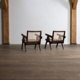 Pierre Jeanneret lounge chairs PJ-SI-29-A in teak and Cane, 1950s