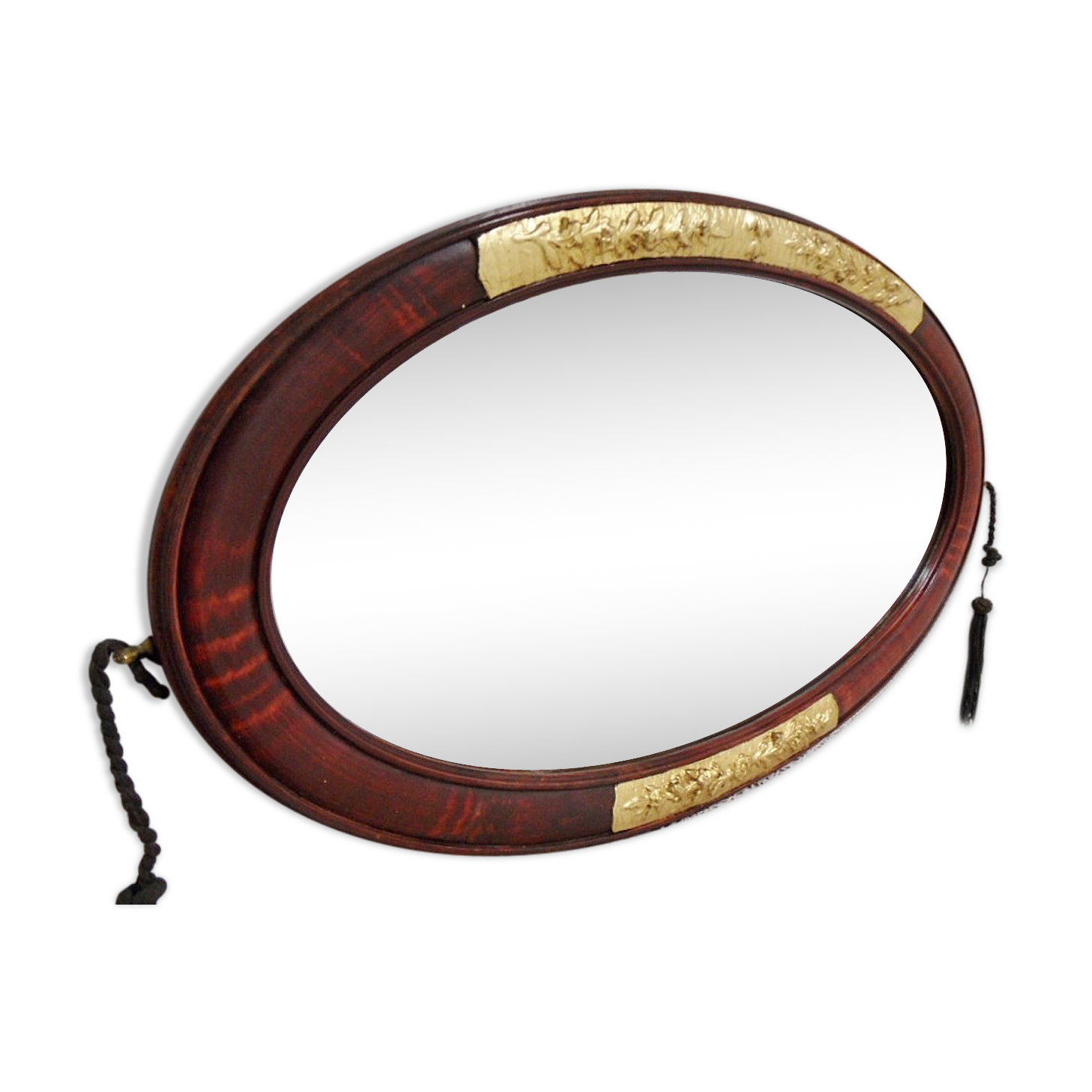 Miroir ovale bois époque moderniste art déco 1910 - 45x80cm