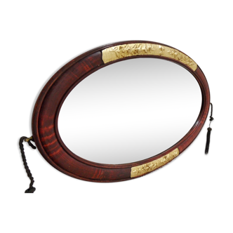 Miroir ovale bois époque moderniste art déco 1910 - 45x80cm