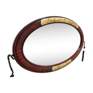 Oval mirror wood time modernist art deco 1910 - 45x80cm