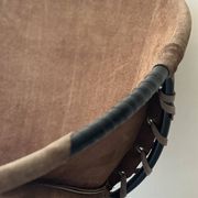 Designer armchair in brown suede circle ballon by Lusch & Co, Germany 1970s