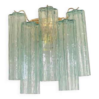 Italian Wall Light Green “Tronchi” Murano Glass Wall Sconce