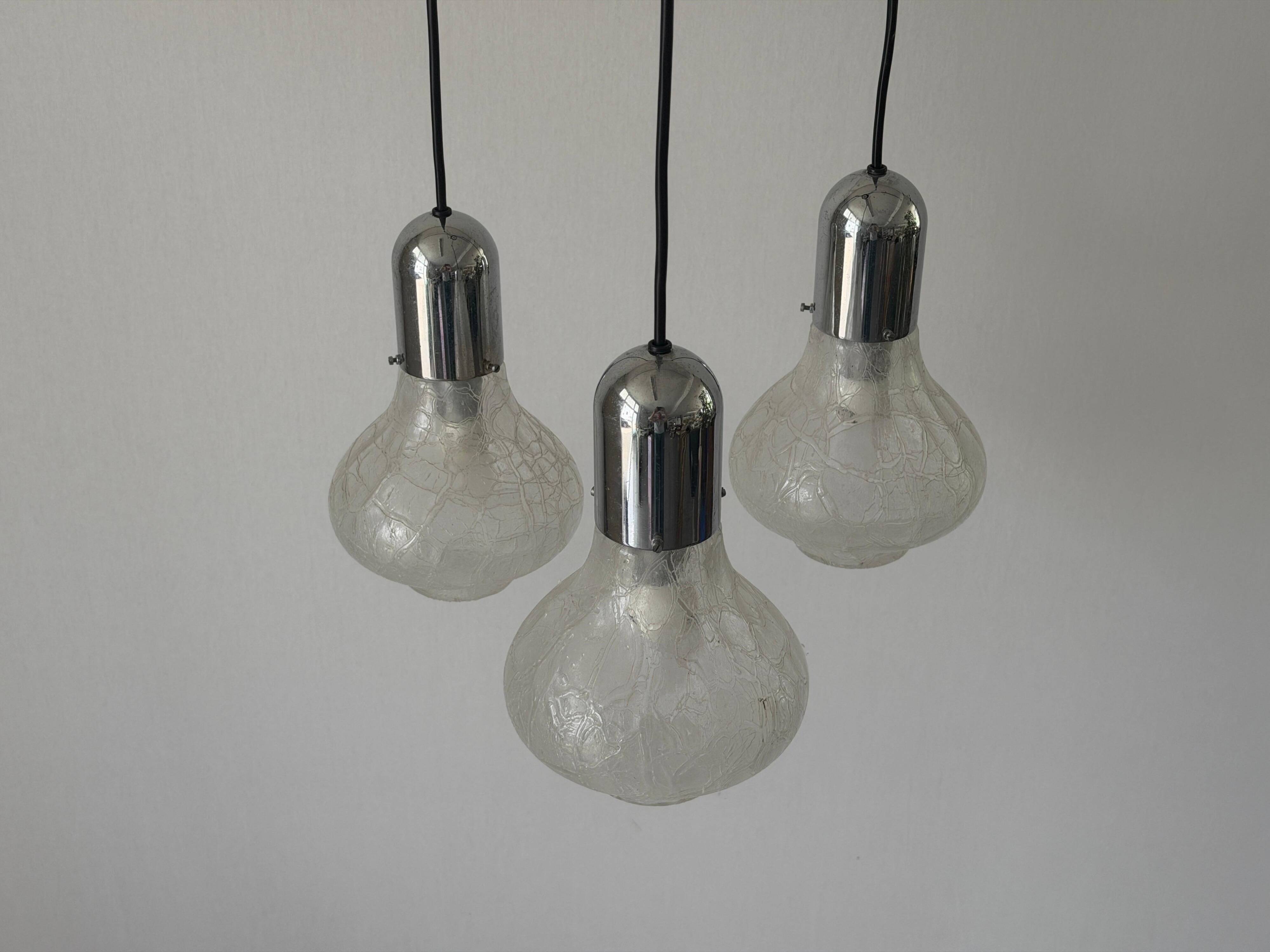 Cascade lamp with 3 glass and chrome shades by WILA, 1960s, Germany