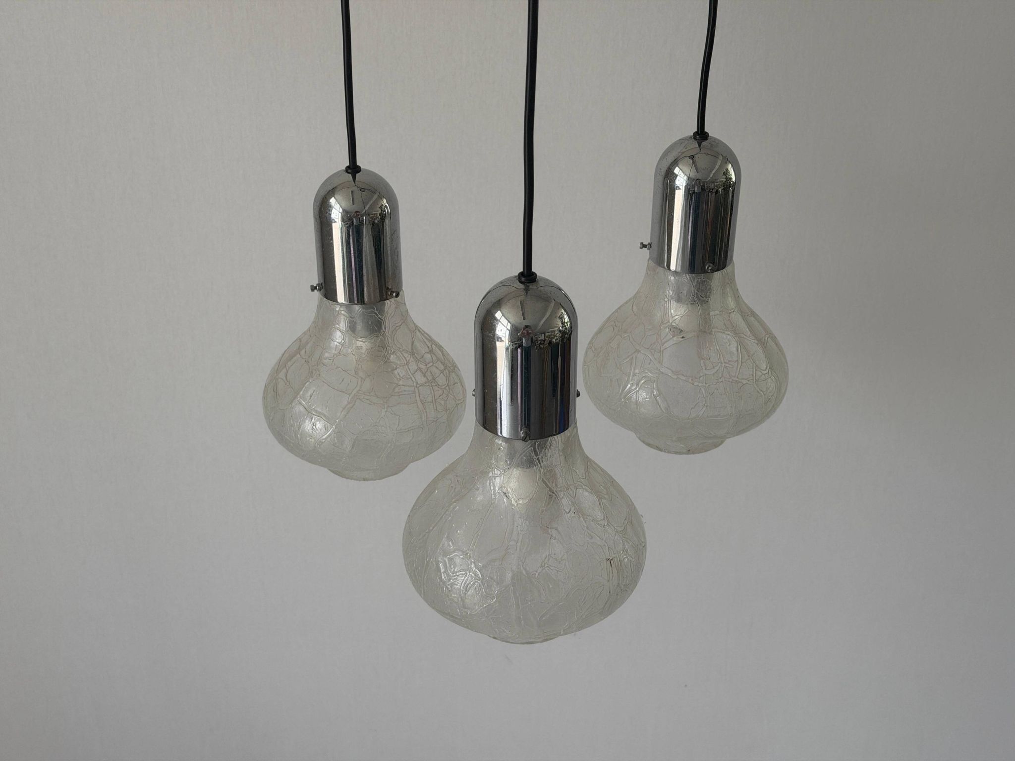 Cascade lamp with 3 glass and chrome shades by WILA, 1960s, Germany