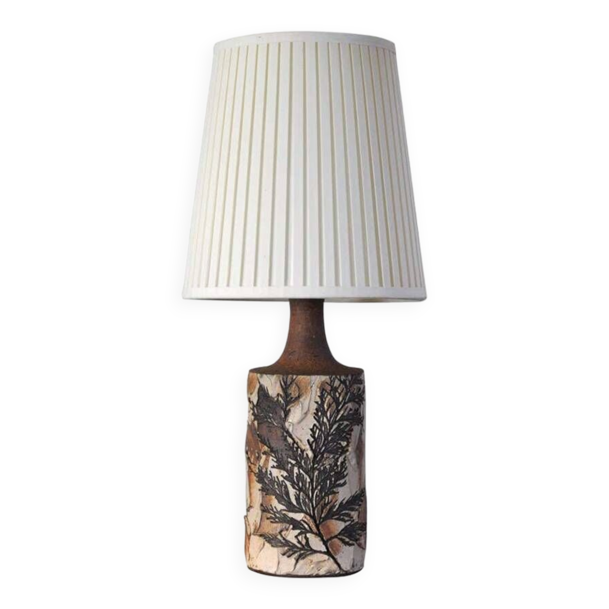 Unique Bodil Marie Nielsen Danish Modern Table Lamp with Leaves Print, 1960s