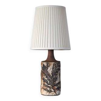 Unique Bodil Marie Nielsen Danish Modern Table Lamp with Leaves Print, 1960s