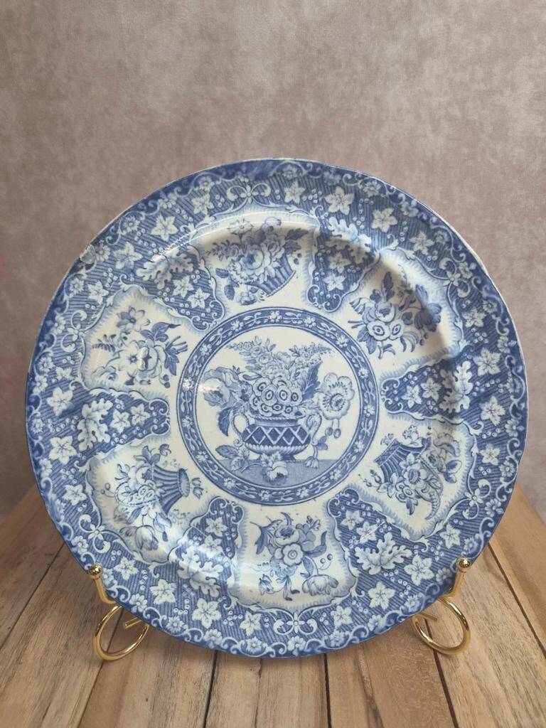 English plate XIXth filigree decoration Spode – fine earthenware blue and white around 1830