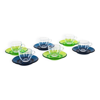 Set of glass cups, Italian design, 1970s, manufactured by Fratelli Guzzini