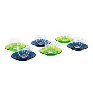 Set of glass cups, Italian design, 1970s, manufactured by Fratelli Guzzini