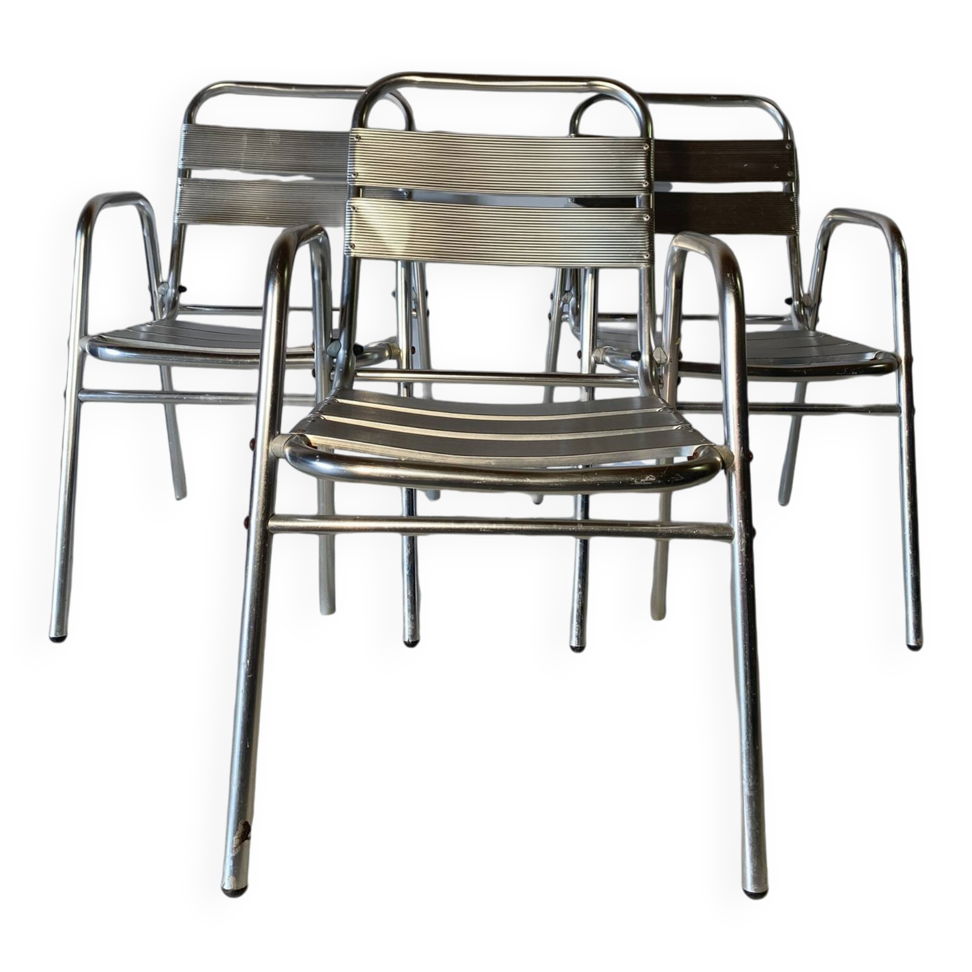 Set of 3 aluminum bistro chairs
