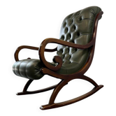 Antique green vintage Chesterfield rocking chair