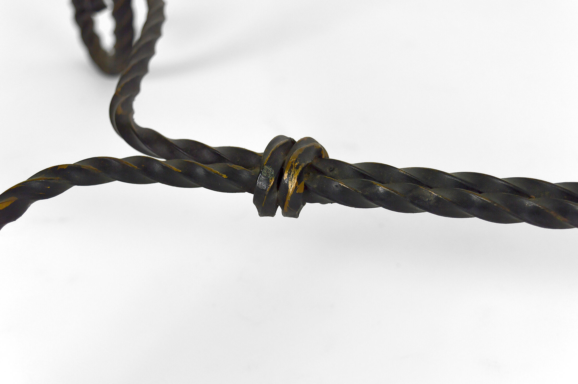 Coffee table in patinated wrought iron and marble, circa 1940