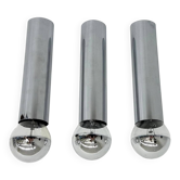 Set of 3 minimalist chrome tube ceiling / wall lamps, 1970s