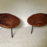 Pair of wicker basket armchairs