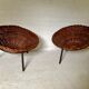 Pair of wicker basket armchairs