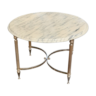 Table basse marbre et métal doré style louis XVI vintage xxeme