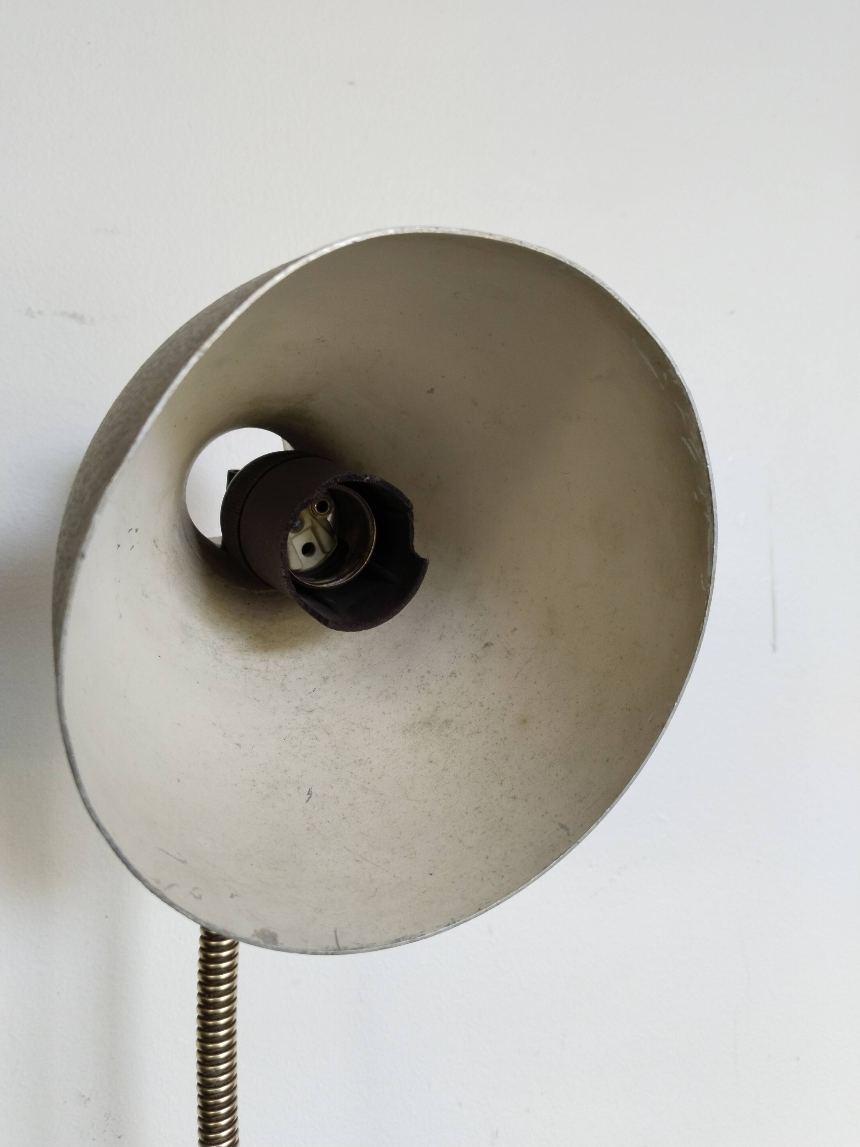 Hammered gray cocotte desk lamp, vintage French, 1940s