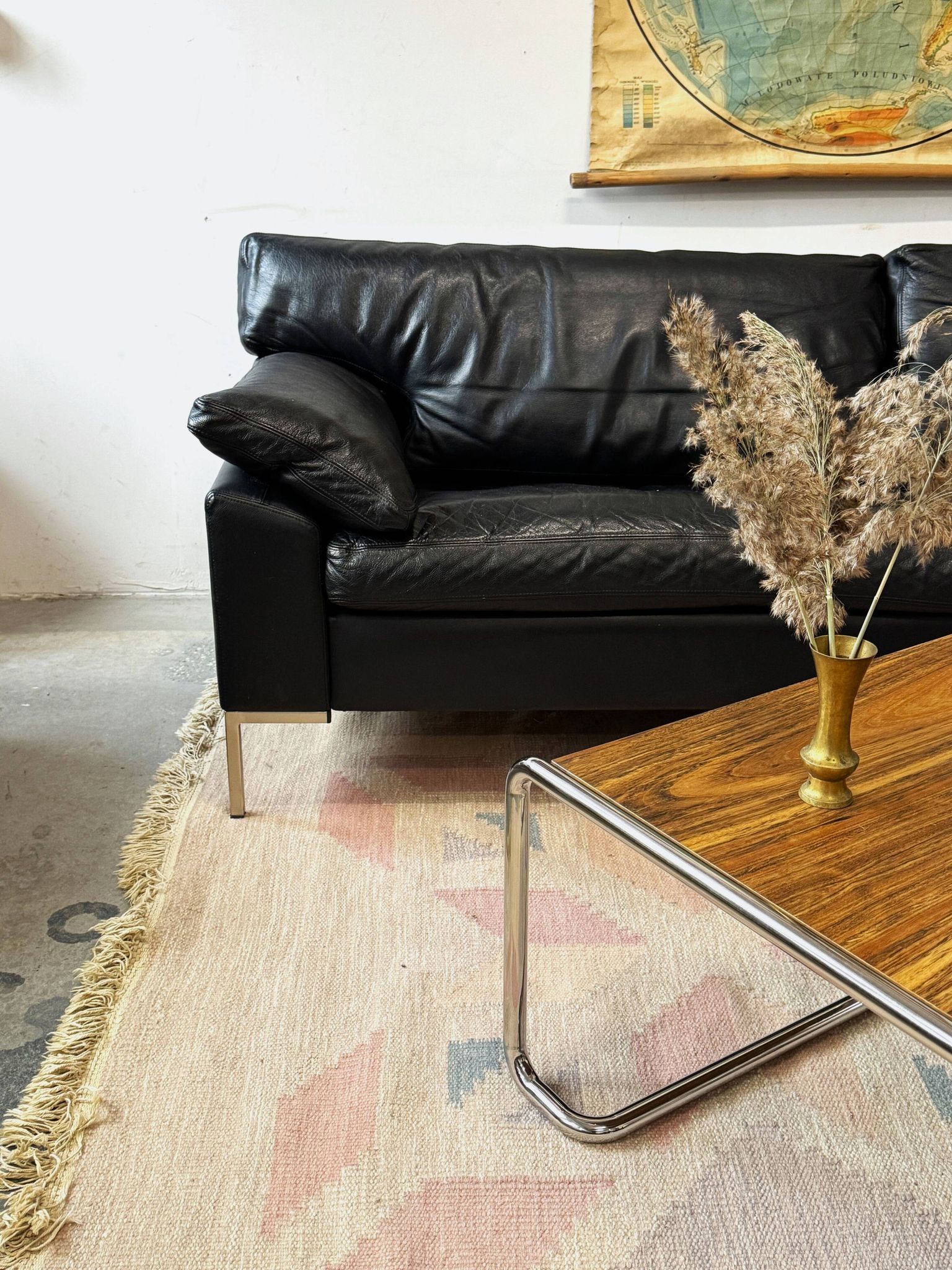 Leather sofa, Denmark, 1960s/70s, mid-century modern style, vintage