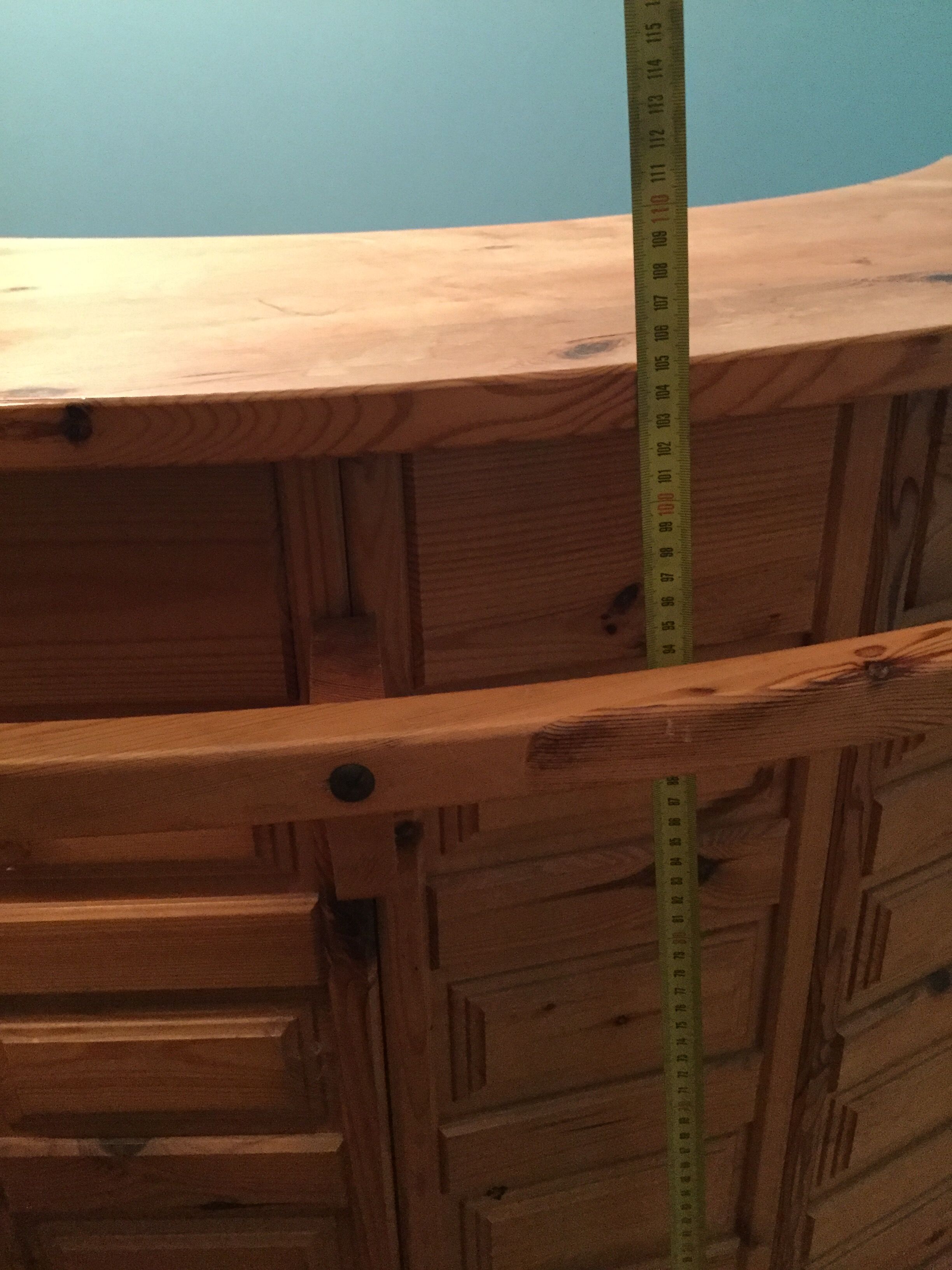Vintage bar counter with natural wood stools