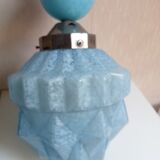 Lamp skyscraper opaline blue art deco 1920 height 35 cm diameter 18 cm