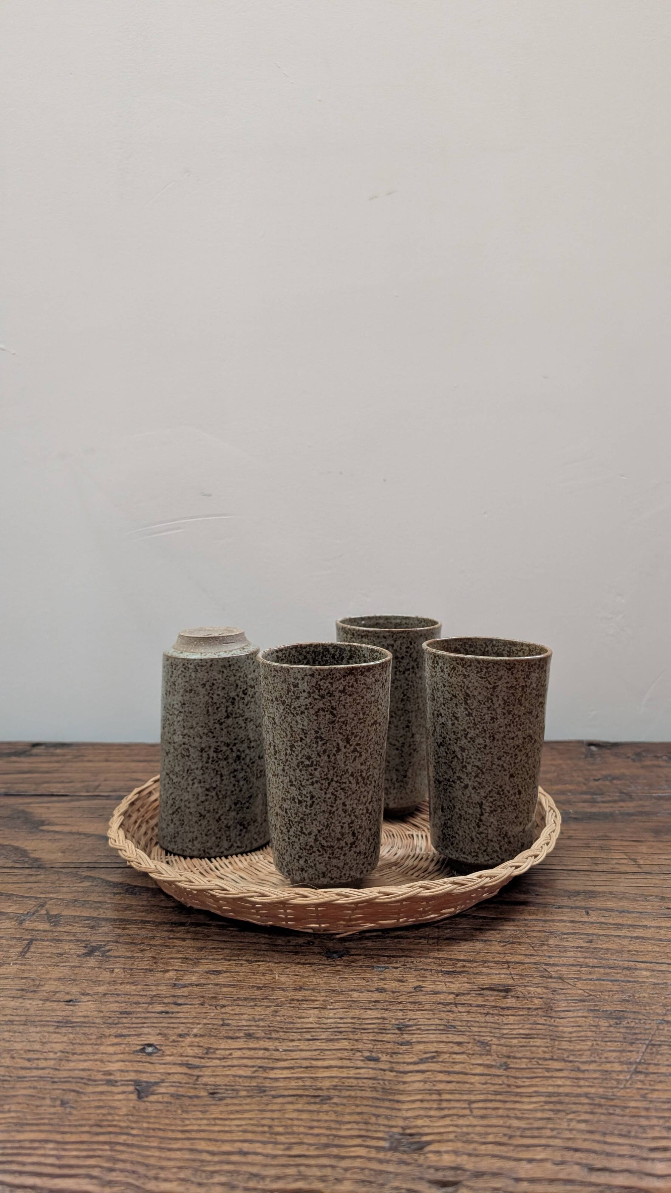 Set of 4 speckled ceramic mazagrans.