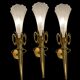 3 appliques en verre de Murano doré