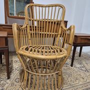 Fauteuil en Rotin Bambou vintage 1950s design -H85cm