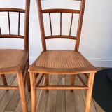 Set of 3 Luterma bistro chairs in beech wood effect canning 40s