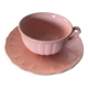 Antique salins les bains cup + saucer pink ceramic france vintage