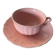 Antique salins les bains cup + saucer pink ceramic france vintage
