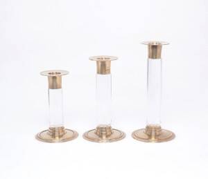 Vintage set of brass and lucite candlesticks, 1970s