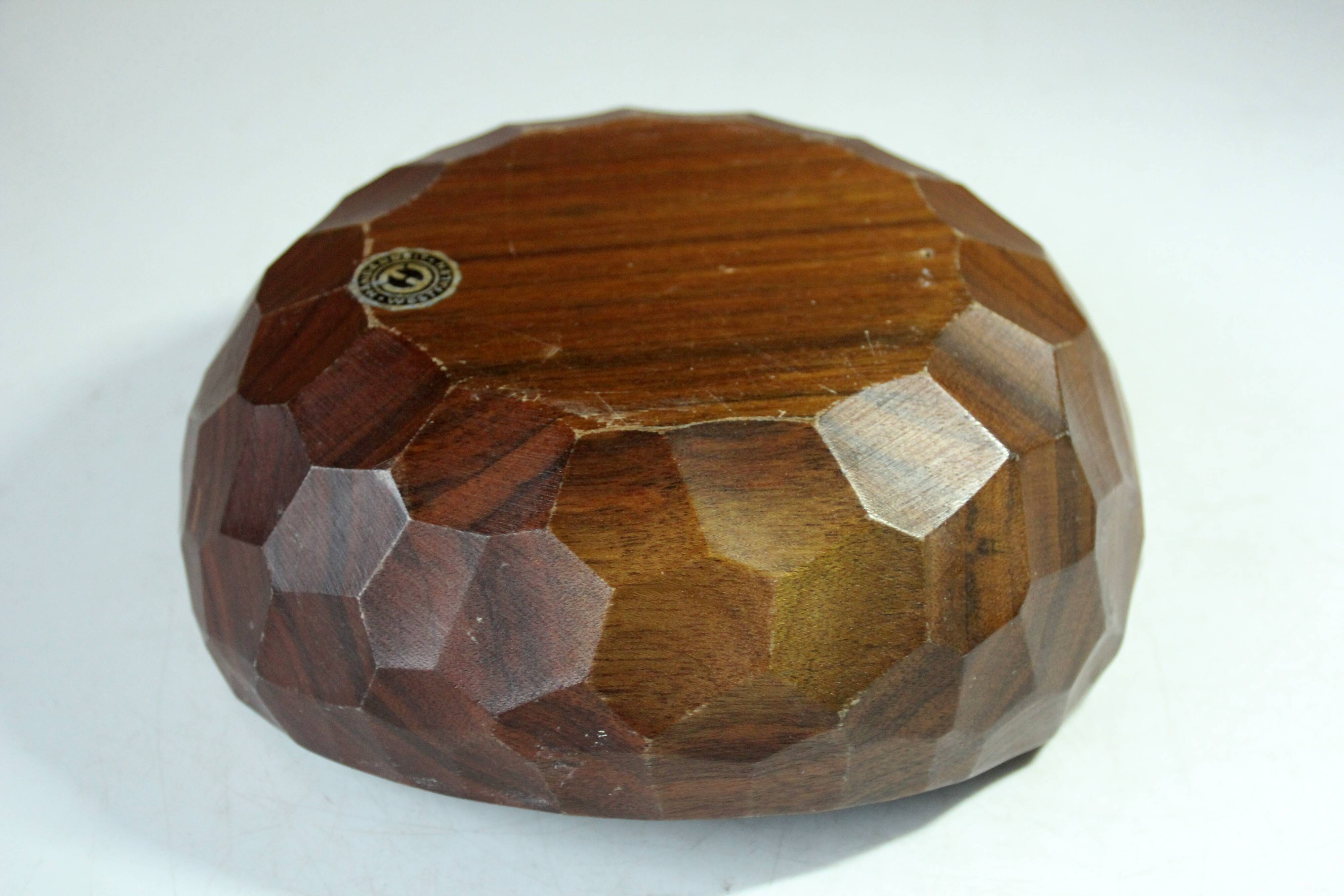 Handmade teak serving bowl with a nutcracker as a set, vintage from the 1960s