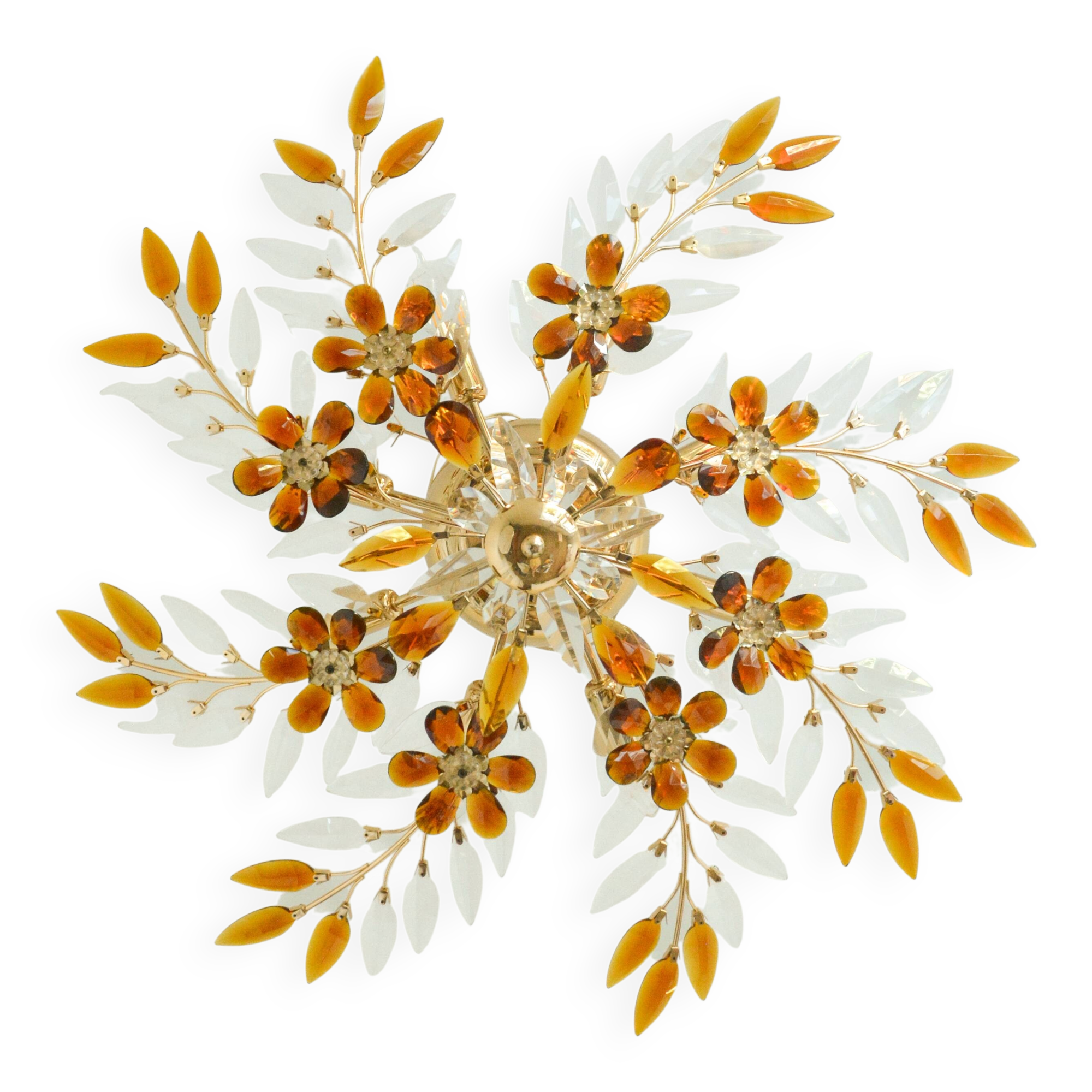 Large amber crystal floral chandelier – Maison Baguès style