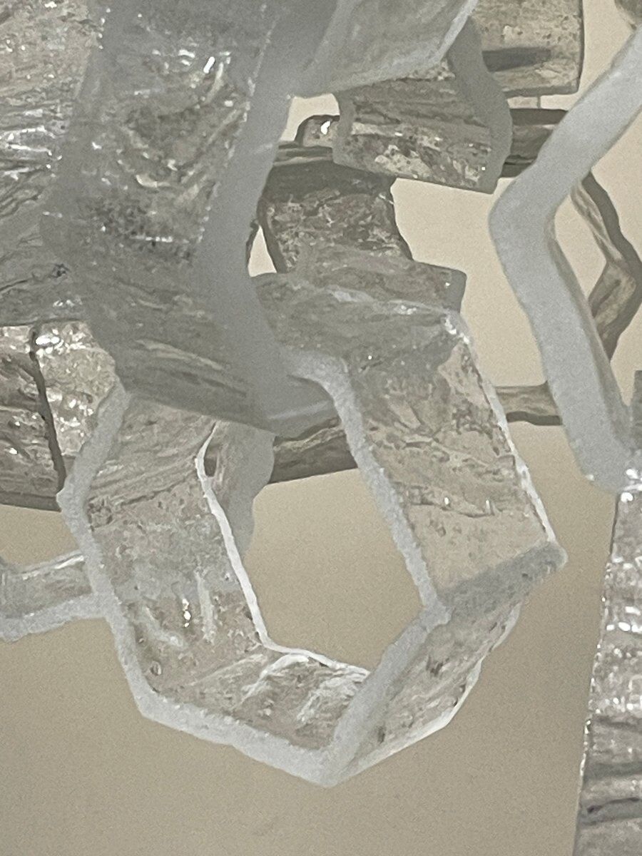 Hexagonal glass Cascade chandelier attributed to Av Mazzega, 1970s.